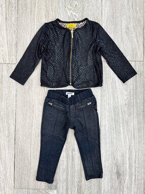 Set of Nicole Miller Black Snake Print Jacket and DKNY Pull On Pants size 2